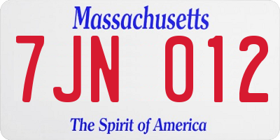 MA license plate 7JN012