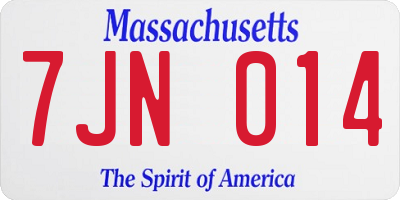 MA license plate 7JN014