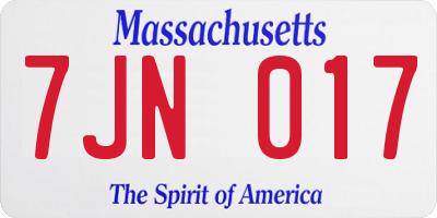 MA license plate 7JN017