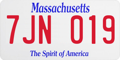 MA license plate 7JN019
