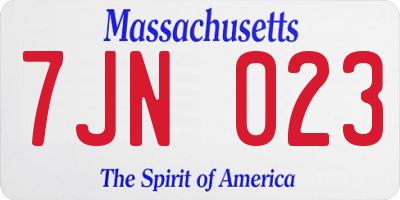 MA license plate 7JN023