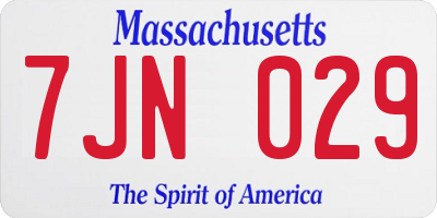 MA license plate 7JN029