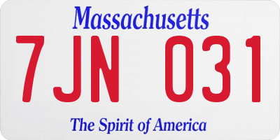 MA license plate 7JN031