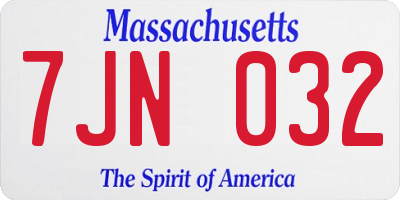 MA license plate 7JN032