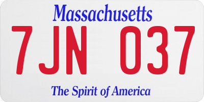 MA license plate 7JN037
