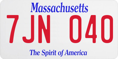 MA license plate 7JN040