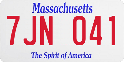 MA license plate 7JN041