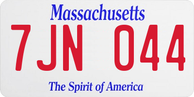 MA license plate 7JN044