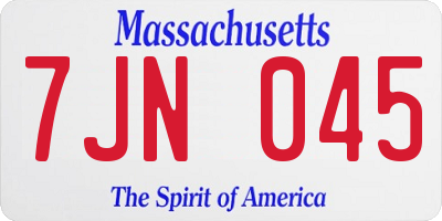 MA license plate 7JN045
