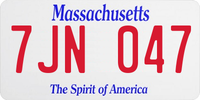 MA license plate 7JN047