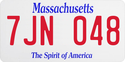 MA license plate 7JN048