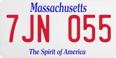 MA license plate 7JN055