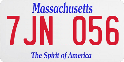 MA license plate 7JN056