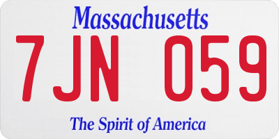 MA license plate 7JN059