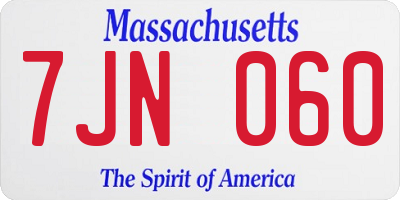 MA license plate 7JN060