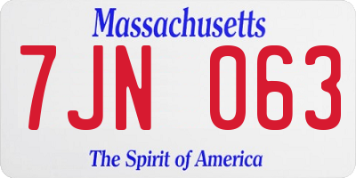 MA license plate 7JN063