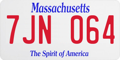 MA license plate 7JN064