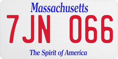 MA license plate 7JN066