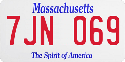 MA license plate 7JN069