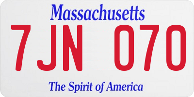 MA license plate 7JN070