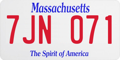 MA license plate 7JN071