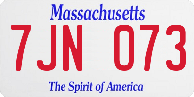 MA license plate 7JN073
