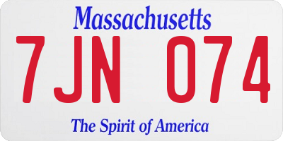 MA license plate 7JN074
