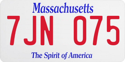 MA license plate 7JN075