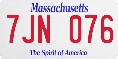 MA license plate 7JN076
