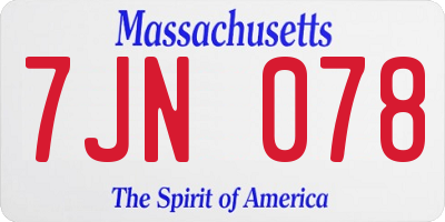 MA license plate 7JN078