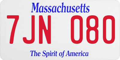 MA license plate 7JN080