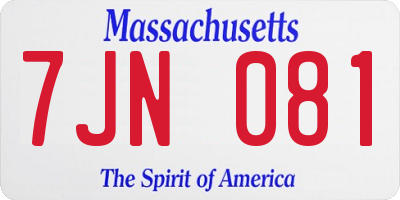 MA license plate 7JN081