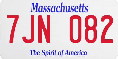 MA license plate 7JN082