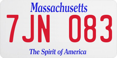 MA license plate 7JN083