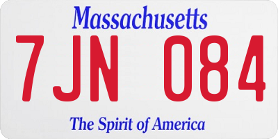 MA license plate 7JN084