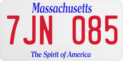 MA license plate 7JN085