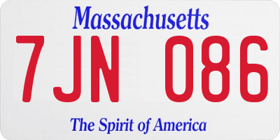 MA license plate 7JN086