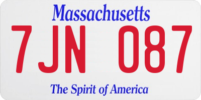 MA license plate 7JN087