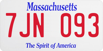MA license plate 7JN093