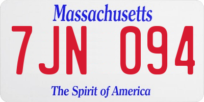 MA license plate 7JN094