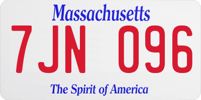 MA license plate 7JN096