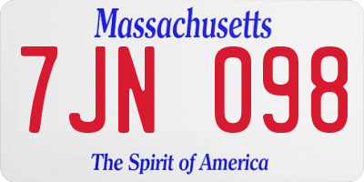 MA license plate 7JN098