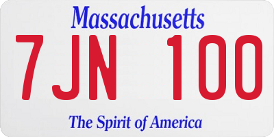 MA license plate 7JN100