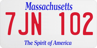 MA license plate 7JN102