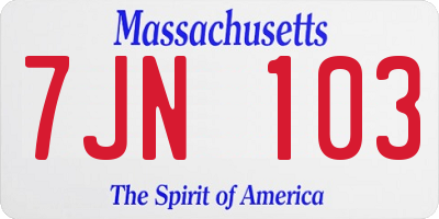 MA license plate 7JN103
