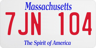MA license plate 7JN104