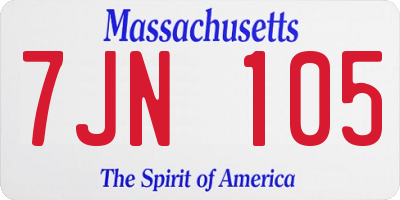 MA license plate 7JN105