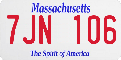 MA license plate 7JN106