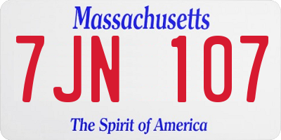 MA license plate 7JN107