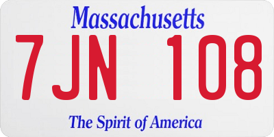 MA license plate 7JN108